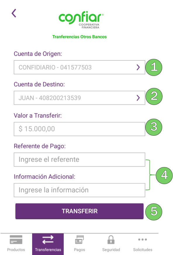 Realizar transferencias a cuentas de ahorro de otros bancos